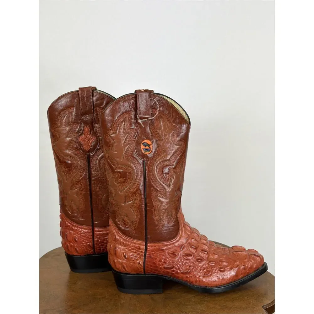 Tauro Brown Alligator Boots Tonal Stitching SZ 25 (Mex) NWT US Mens 7.5 Womens 9